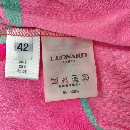 LEONARD レオナール ピンク 総柄 シルク100 L/Sシャツ トップス