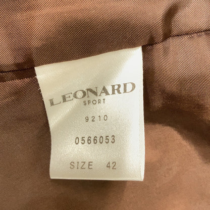 LEONARD 莱奥纳尔 0566053 棕色 100%羊毛 带内衬 立领 半长款大衣 夹克