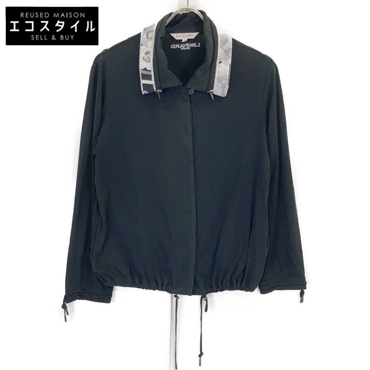 LEONARD レオナール 0538291 ブラック コットン100 ドローストリング L/Sシャツ トップス