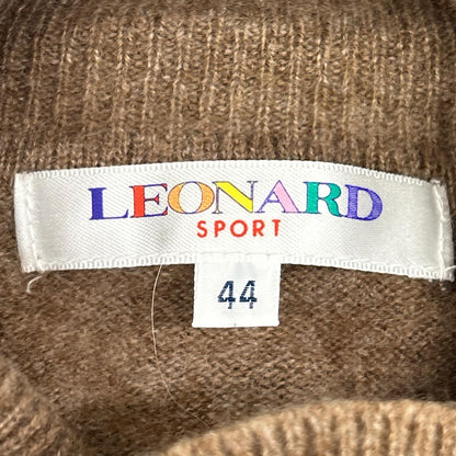 LEONARDSPORT 莱昂纳德运动 0567889 棕色 100%羊绒 水钻设计 高领针织衫 上衣 44