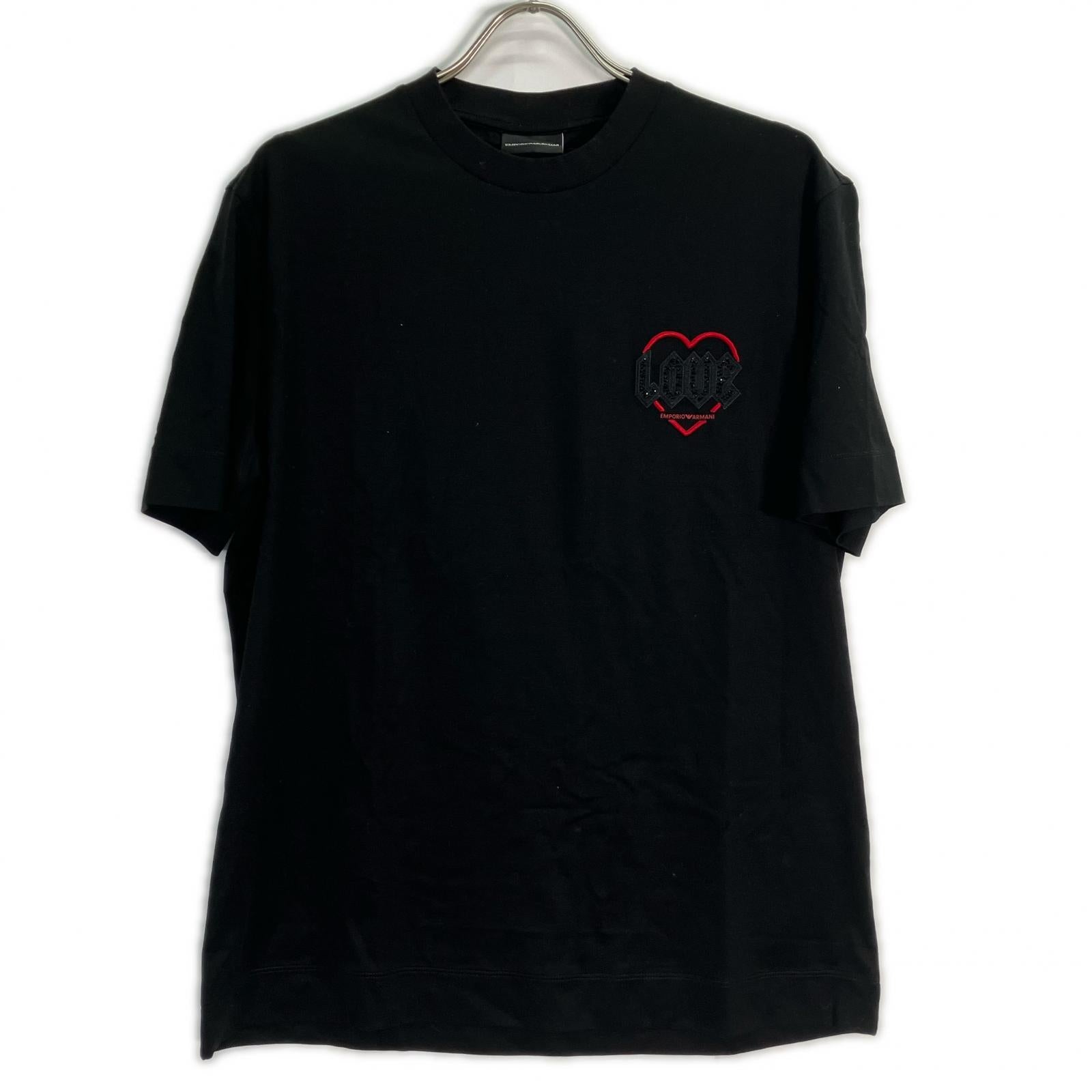 EMPORIOARMANI エンポリオアルマーニ EM002821 ブラック コットン混 Valentine's Day Tシャツ トップス