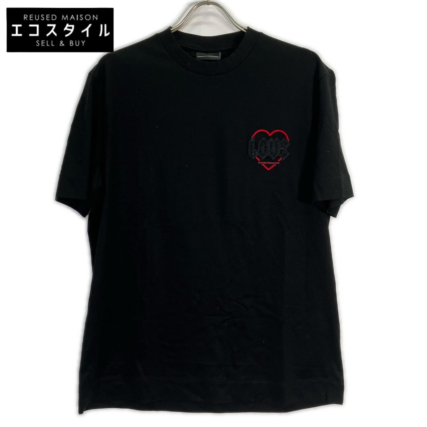 EMPORIOARMANI エンポリオアルマーニ EM002821 ブラック コットン混 Valentine's Day Tシャツ トップス