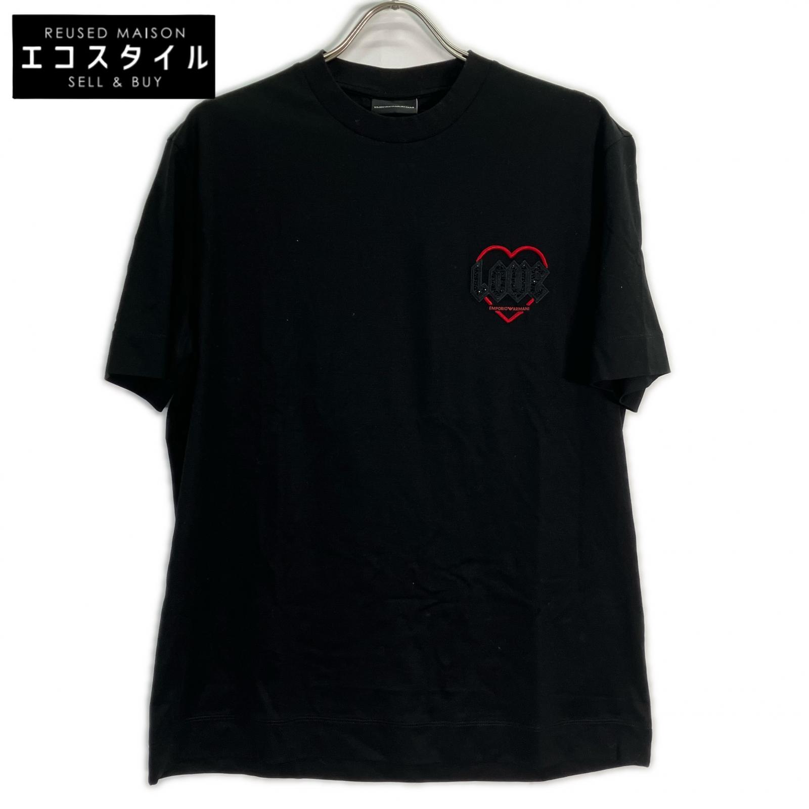 EMPORIOARMANI エンポリオアルマーニ EM002821 ブラック コットン混 Valentine's Day Tシャツ トップス