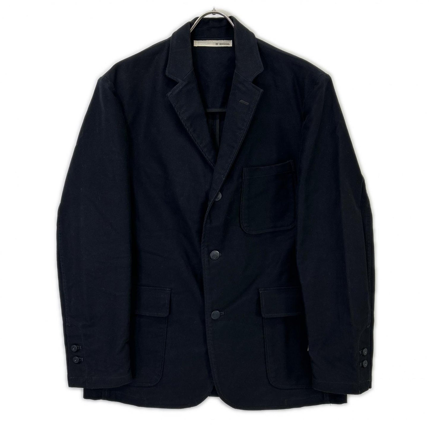 BONCOURA Black Moleskin 3-Button Jacket & Pants Set-up Suit