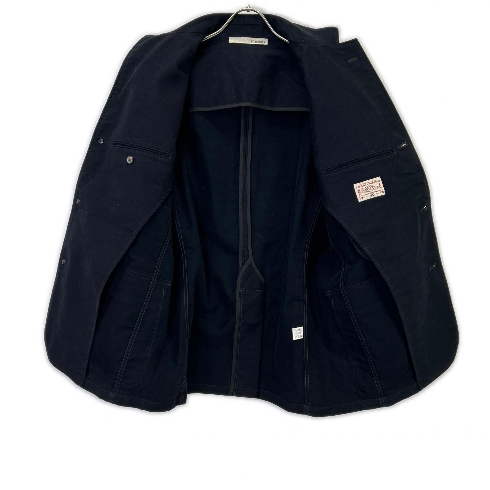 BONCOURA Black Moleskin 3-Button Jacket & Pants Set-up Suit