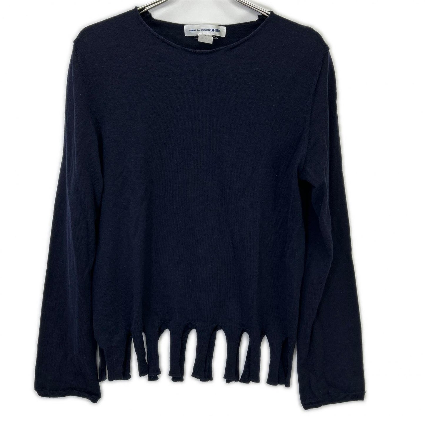 COMMEdesGARCONS SHIRT コムデギャルソンシャツ W26508 ウール 裾フリンジ ニットセーター トップス