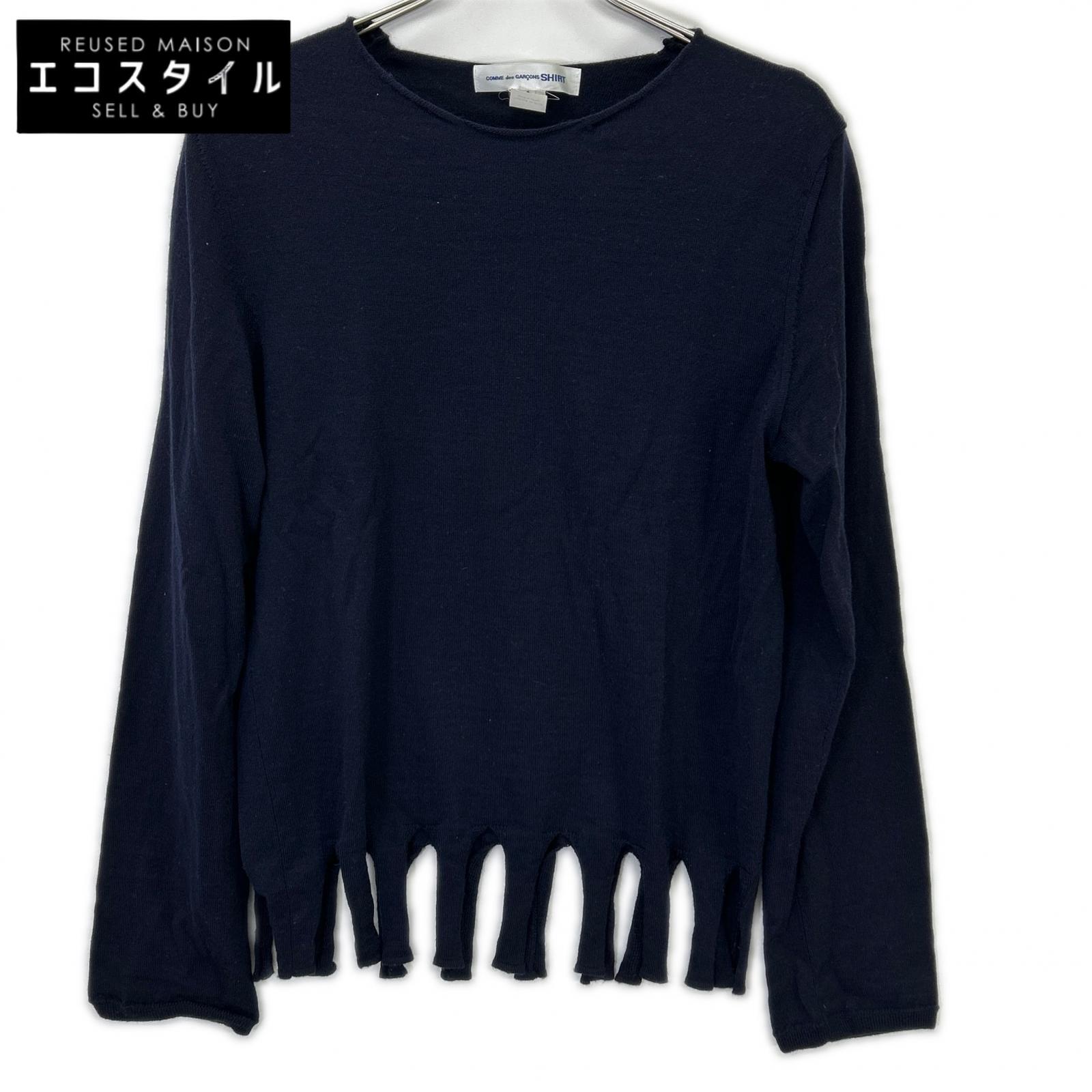 COMMEdesGARCONS SHIRT コムデギャルソンシャツ W26508 ウール 裾フリンジ ニットセーター トップス