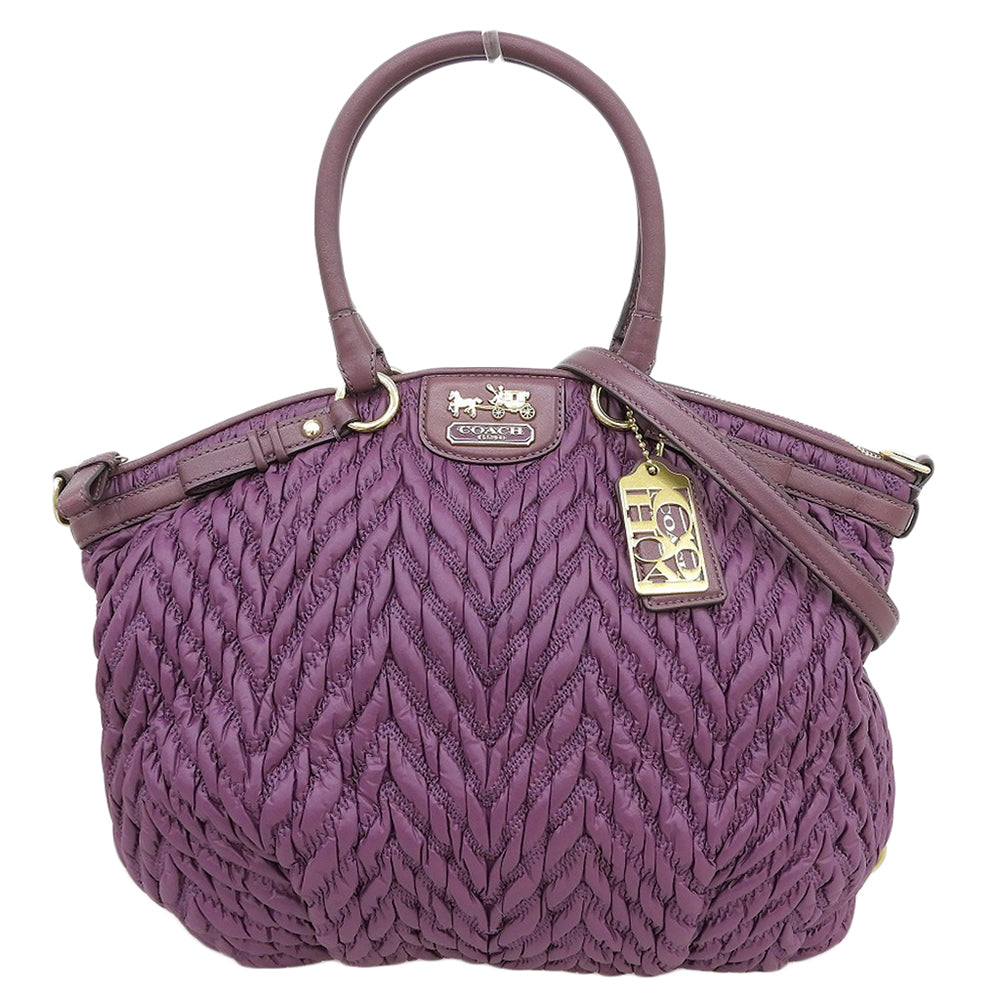 COACH Madison Chevron 2-Way Bag Tote Bag Women's Purple 70th Anniversary Model Tote Bag