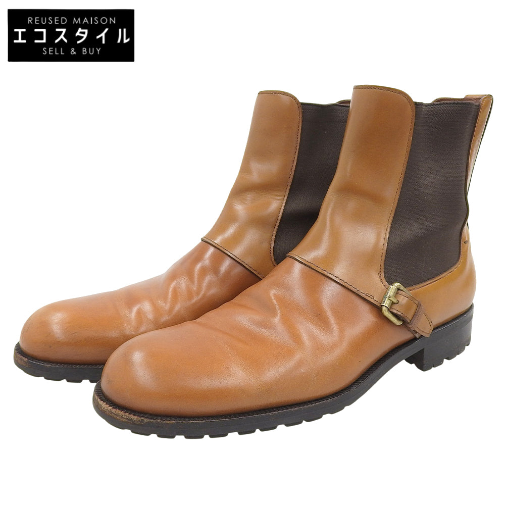LOUIS VUITTON Leather Ankle Side Gore Monk Boots Men's Brown 7 1/2 Shoes