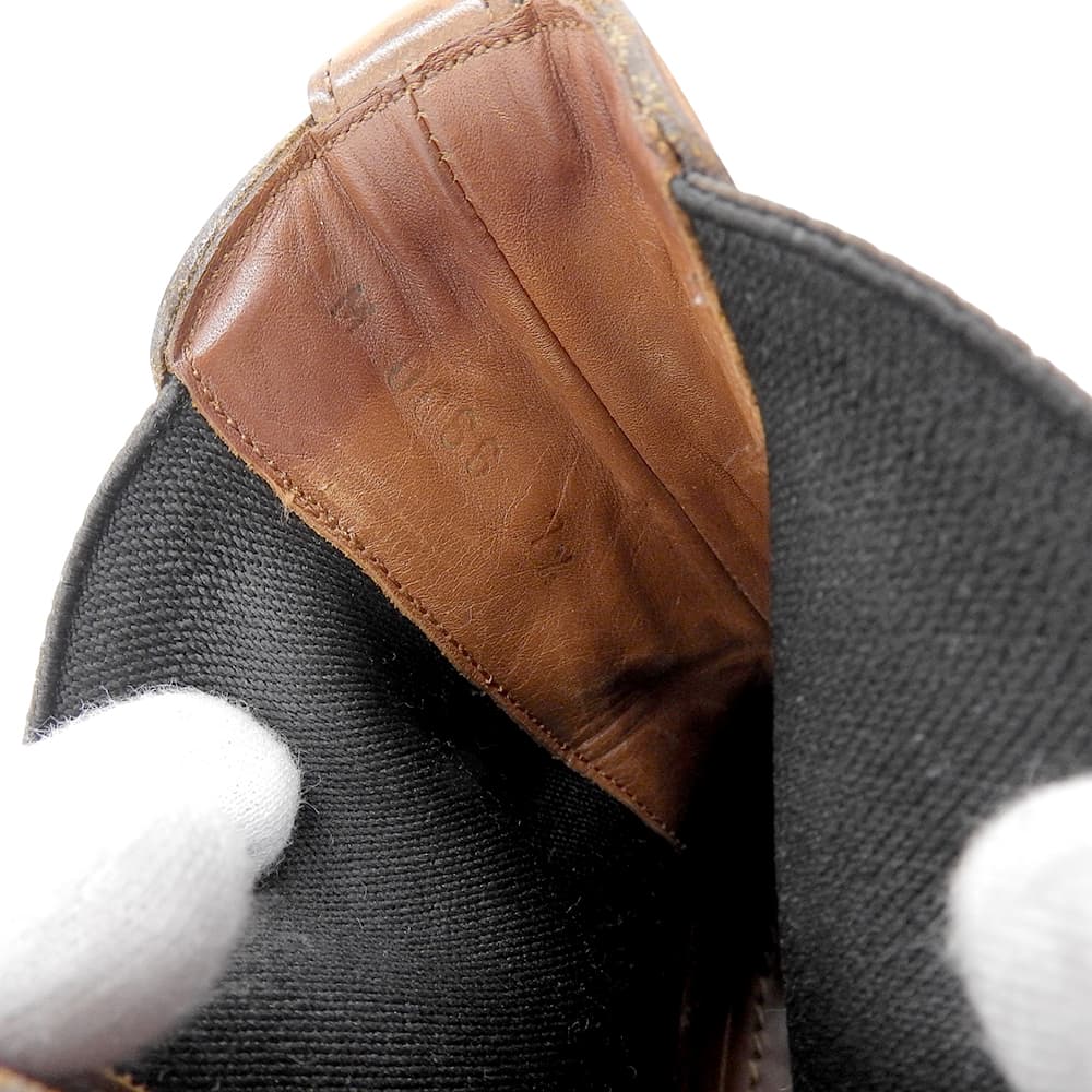 LOUIS VUITTON Leather Ankle Side Gore Monk Boots Men's Brown 7 1/2 Shoes