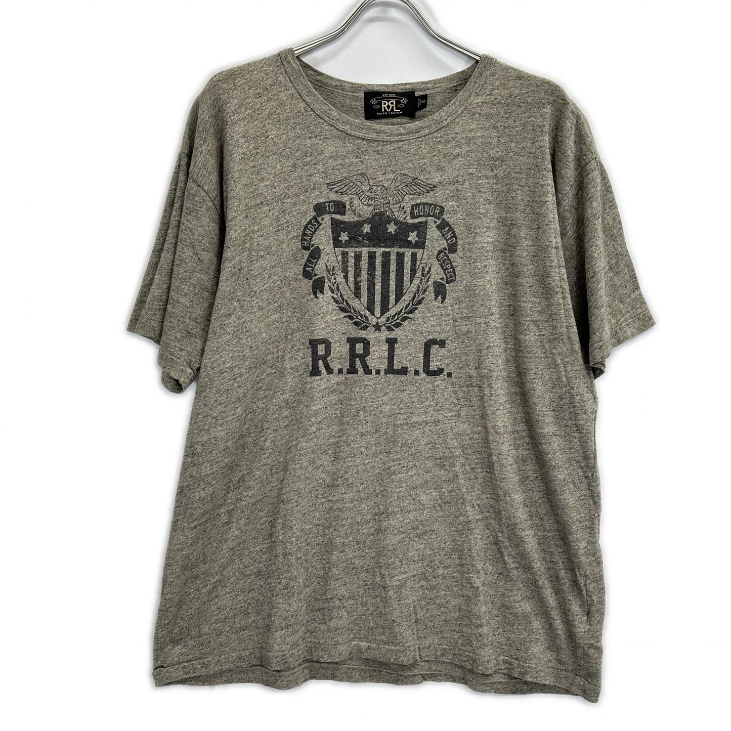 RRL ダブルアールエル 782607427003 グレー コットン100 RRLC 染み込みプリント Tシャツ トップス