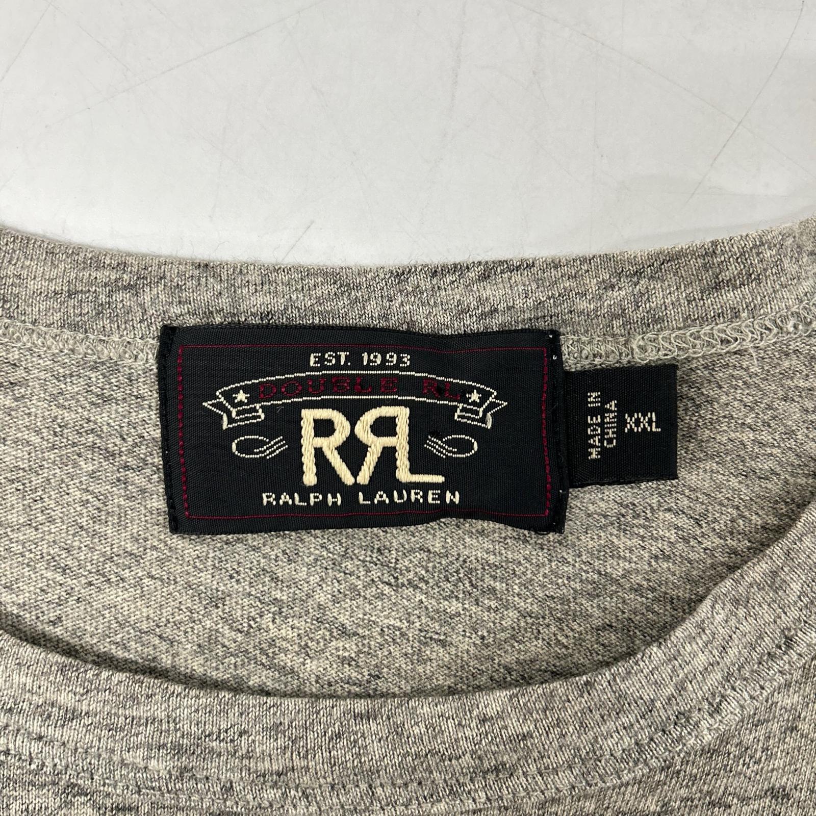 RRL ダブルアールエル 782607427003 グレー コットン100 RRLC 染み込みプリント Tシャツ トップス