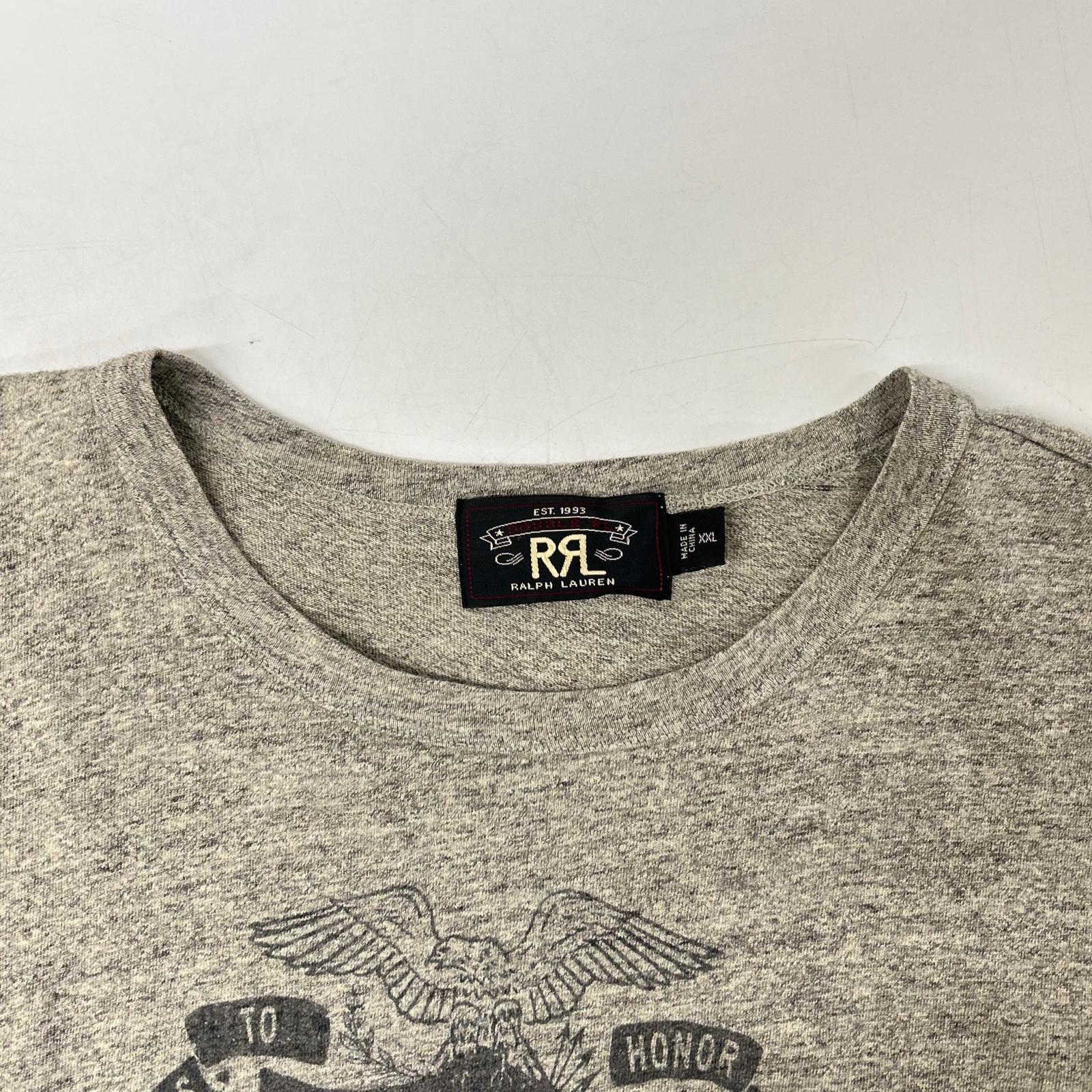 RRL ダブルアールエル 782607427003 グレー コットン100 RRLC 染み込みプリント Tシャツ トップス