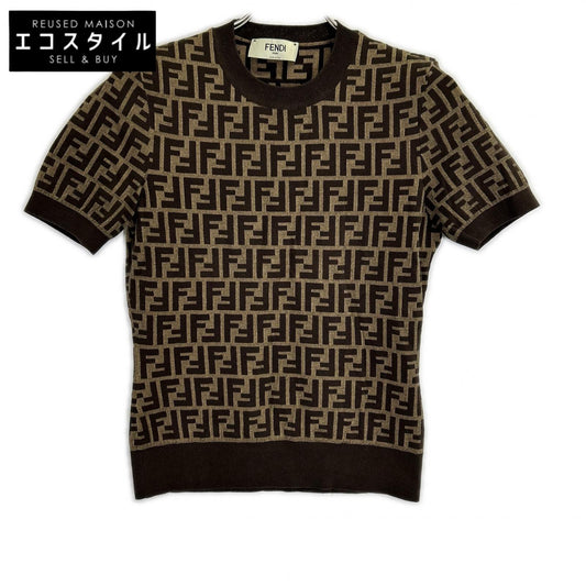 FENDI 2024 FZXC72 Brown Zucca Knit Sweater Top