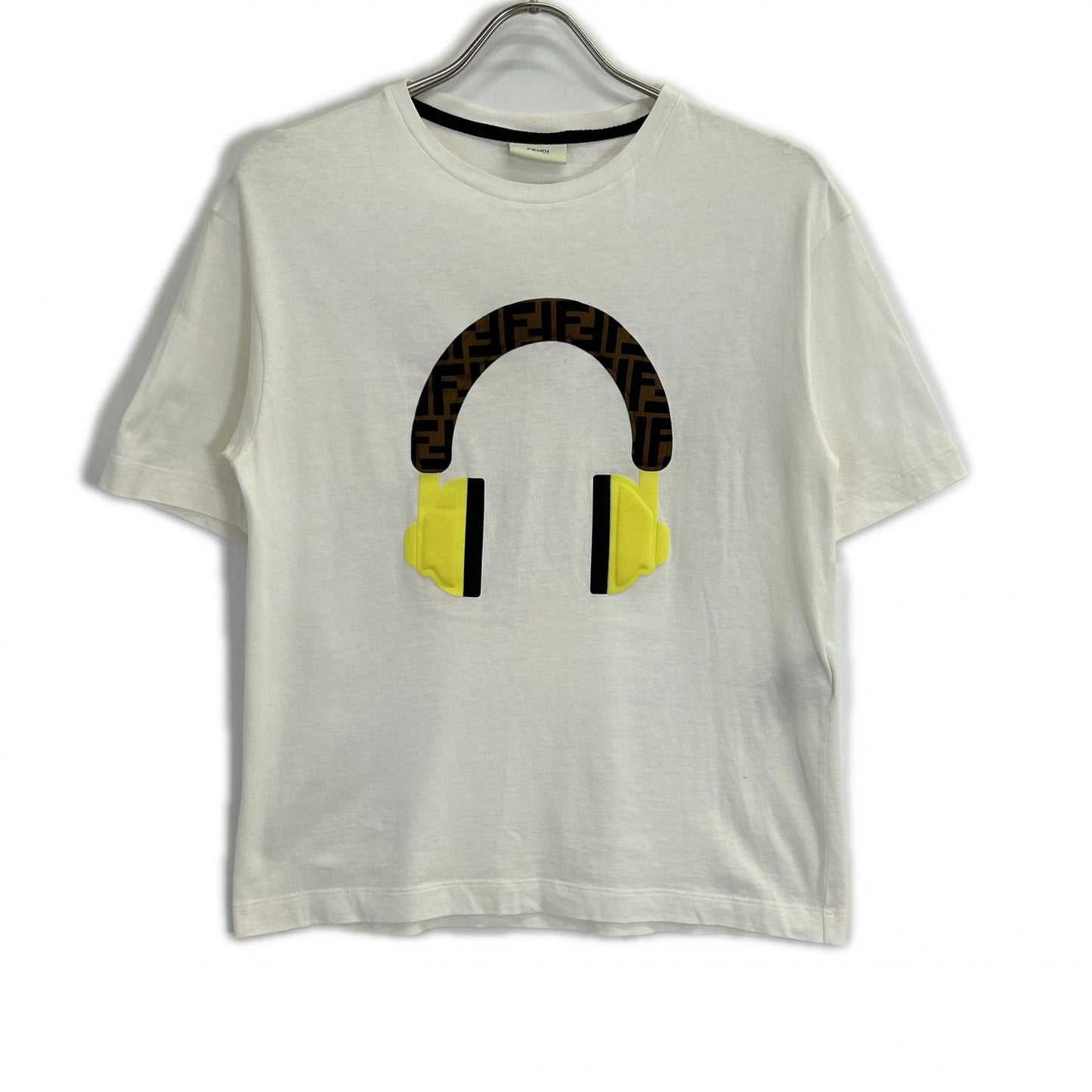 FENDI 芬迪 JUI010 白色 ZUCCA 耳机图案 T恤 上衣 12+