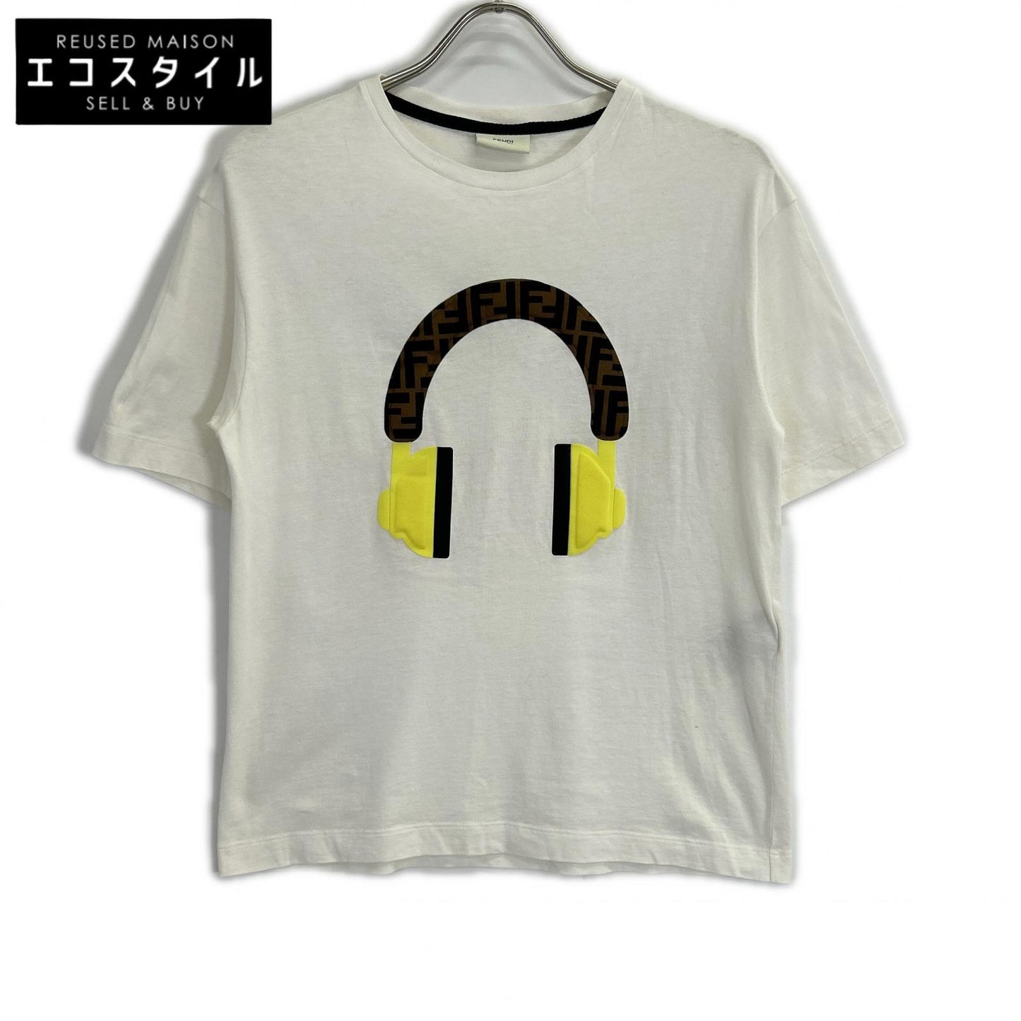 FENDI 芬迪 JUI010 白色 ZUCCA 耳机图案 T恤 上衣 12+