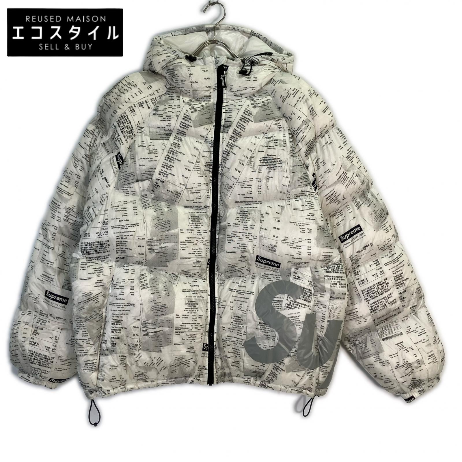 Supreme シュプリーム 20AW ホワイト Hooded Down Jacket Receipts ジャケット