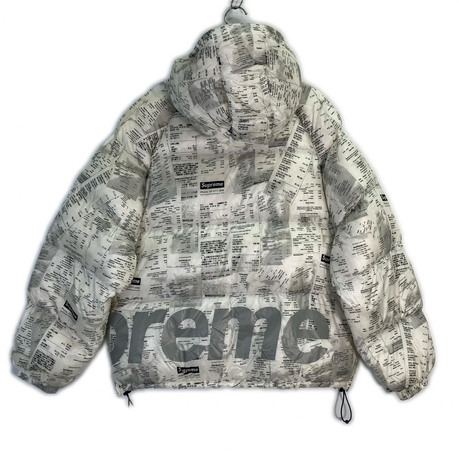 Supreme シュプリーム 20AW ホワイト Hooded Down Jacket Receipts ジャケット