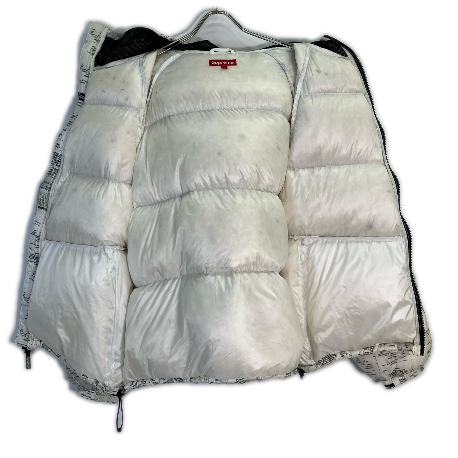 Supreme シュプリーム 20AW ホワイト Hooded Down Jacket Receipts ジャケット