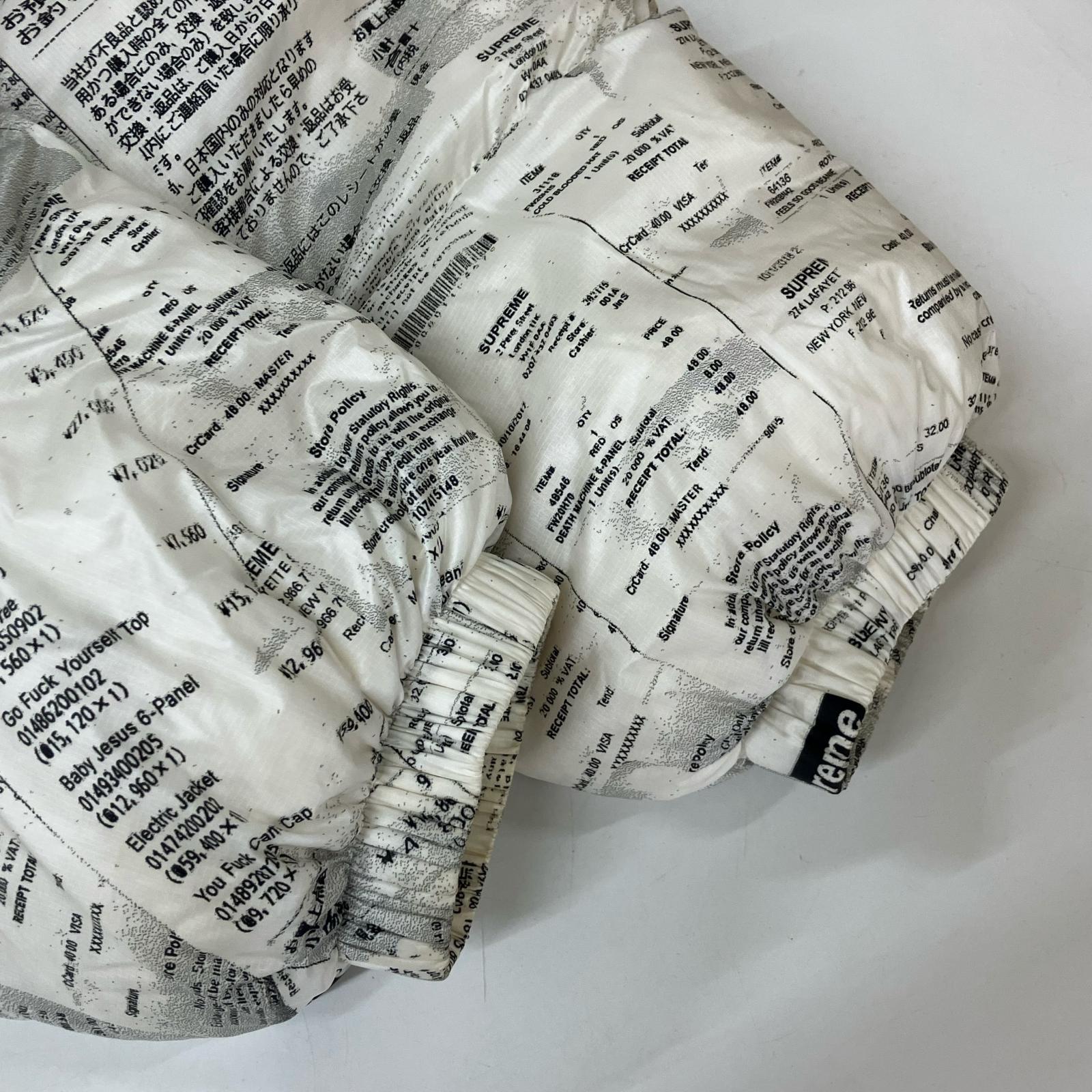 Supreme シュプリーム 20AW ホワイト Hooded Down Jacket Receipts ジャケット
