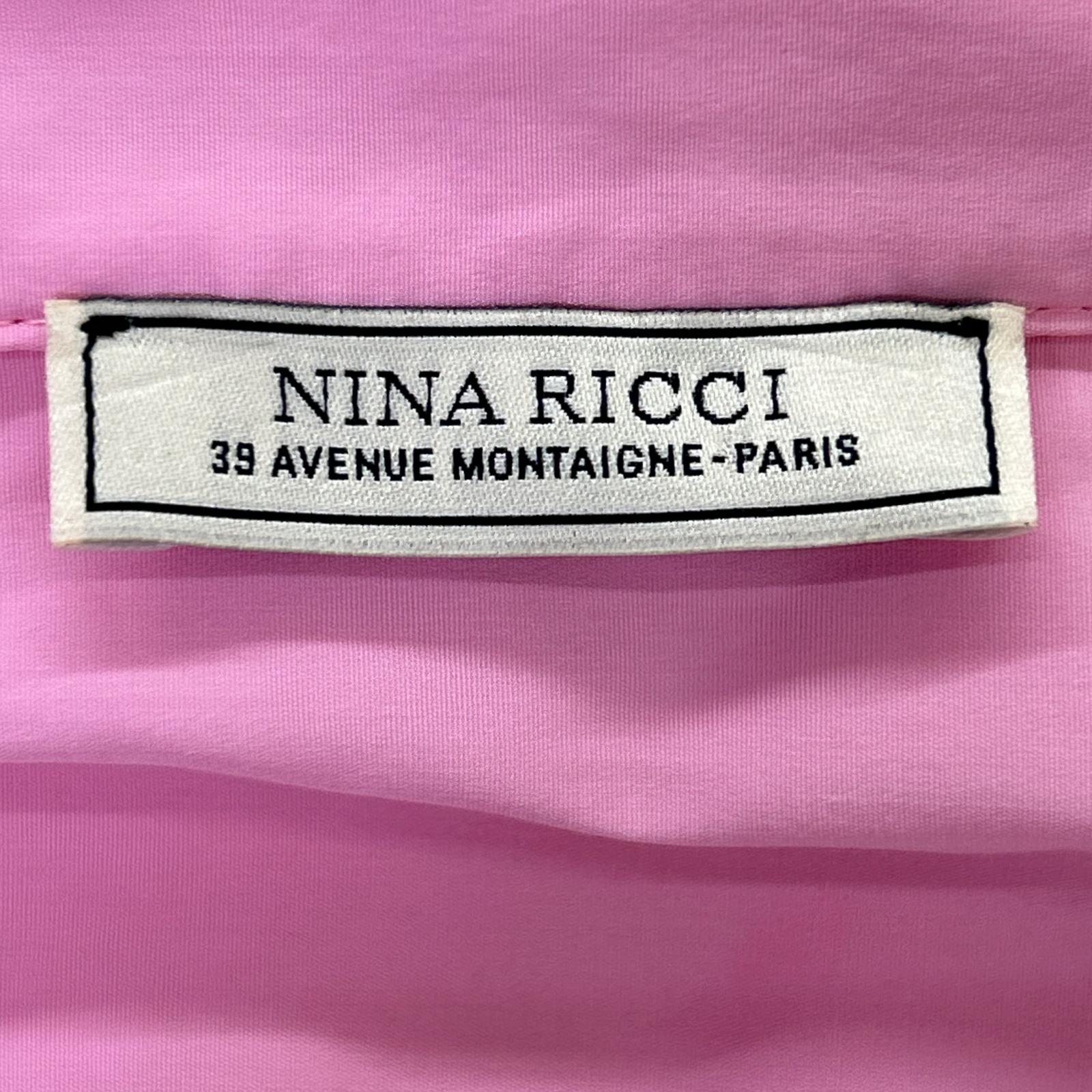 NINARICCI ニナリッチ 0S-T0011-PL333 ピンク オーバーサイズ バック刺繍 シャツ トップス
