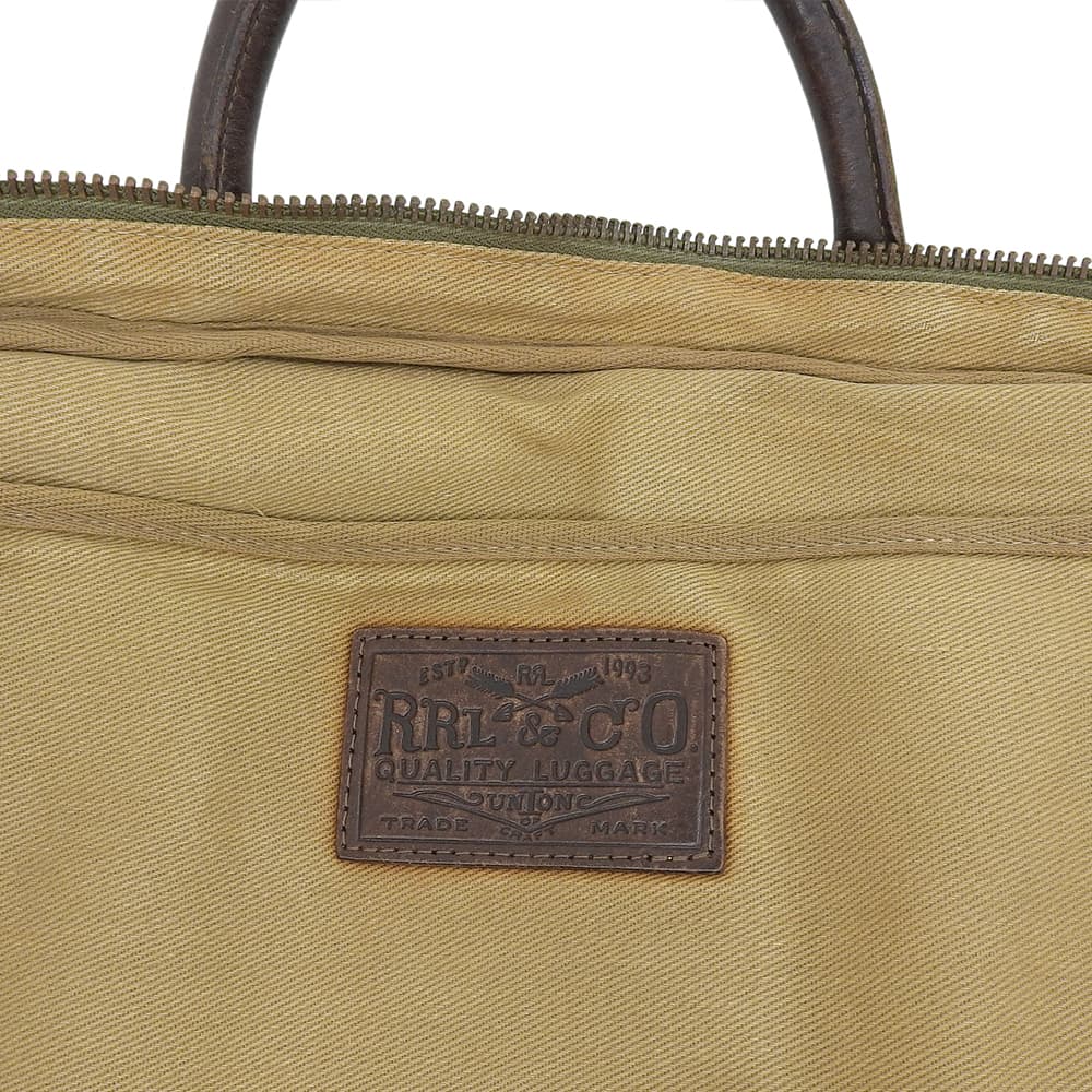 RRL ダブルアールエル キャンバス×レザー 2WAY ブリーフ バッグ ビジネスバッグ メンズ ブラウン ビジネスバッグ ブリーフケース