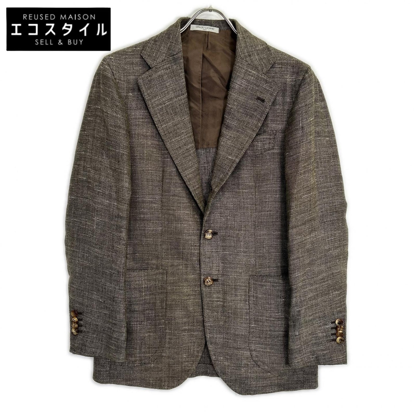 Orazio Luciano 奥拉齐奥·卢西亚诺 T4334 棕色 羊毛×亚麻×真丝 后开衩 三粒扣 西装外套