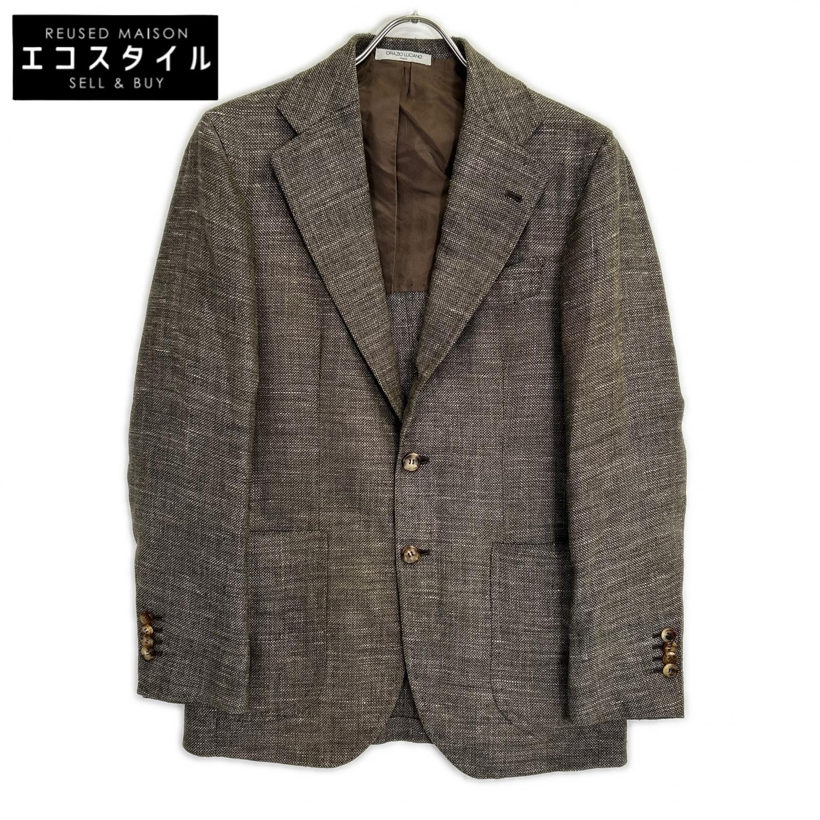 Orazio Luciano 奥拉齐奥·卢西亚诺 T4334 棕色 羊毛×亚麻×真丝 后开衩 三粒扣 西装外套