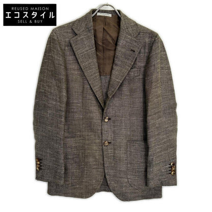 Orazio Luciano 奥拉齐奥·卢西亚诺 T4334 棕色 羊毛×亚麻×真丝 后开衩 三粒扣 西装外套