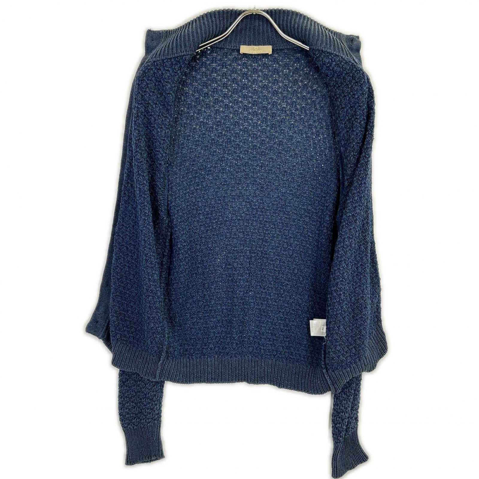 Cruciani クルチアーニ CU19.081 ネイビー コットンリネンシルク ボタンカーディガン トップス