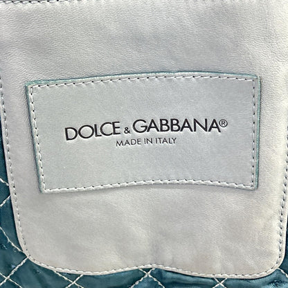 DOLCE&GABBANA ドルチェアンドガッバーナ G9FR9L ライトブルー ラムレザー ジップアップフーディー ジャケット