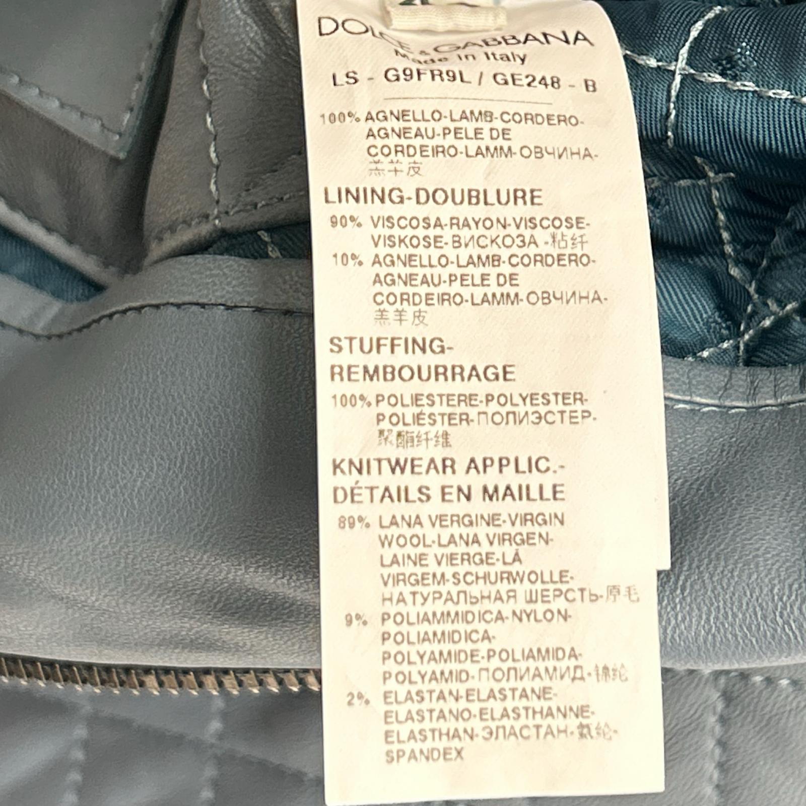 DOLCE&GABBANA ドルチェアンドガッバーナ G9FR9L ライトブルー ラムレザー ジップアップフーディー ジャケット