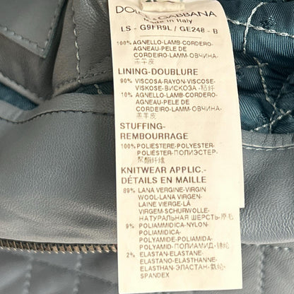 DOLCE&GABBANA ドルチェアンドガッバーナ G9FR9L ライトブルー ラムレザー ジップアップフーディー ジャケット