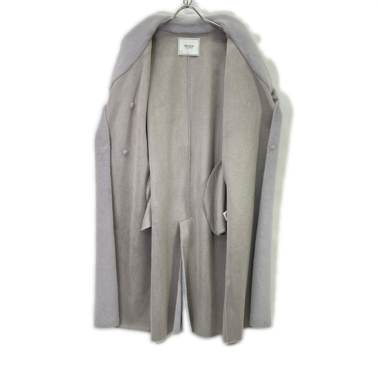 her lip to ハーリップトゥ 1243307086 グレー Grace Wrap エコファー ロングコート コート