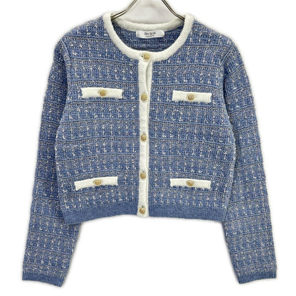 Her lip to Her lip to 1244202171 Blue Tweed Cardigan Jacket Jacket M
