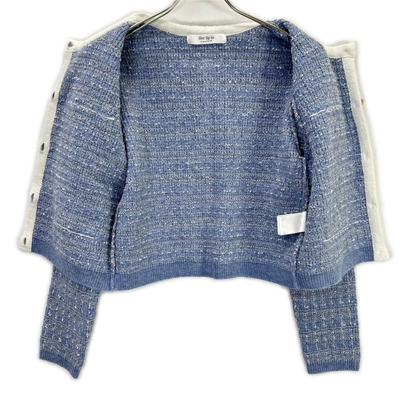 Her lip to Her lip to 1244202171 Blue Tweed Cardigan Jacket Jacket M