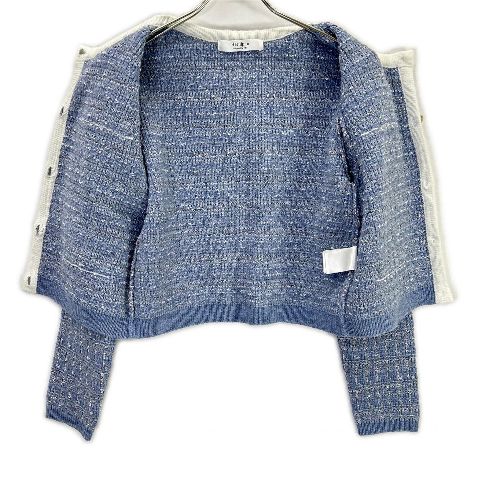 Her lip to Her lip to 1244202171 Blue Tweed Cardigan Jacket Jacket M