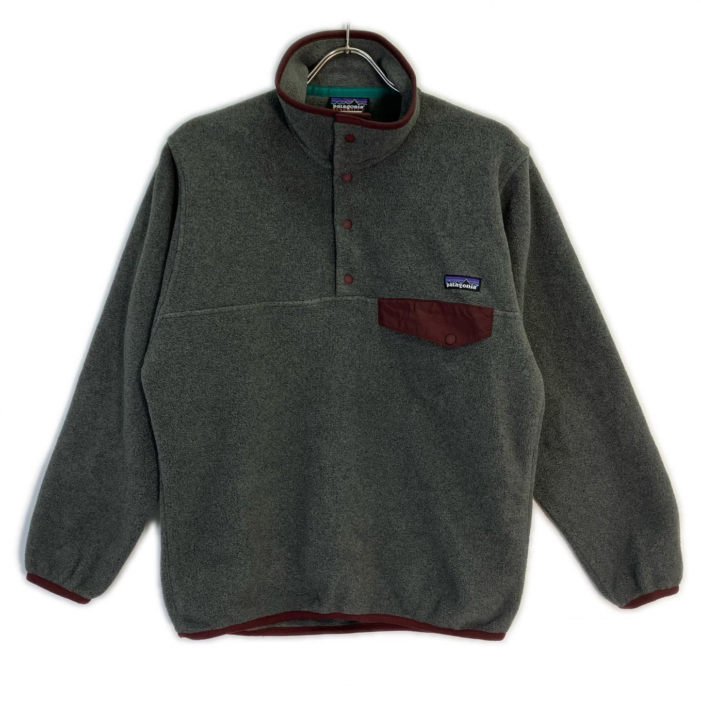 patagonia パタゴニア グレー×ボルドー SYNCHILLA フリース スナップ T ジャケット
