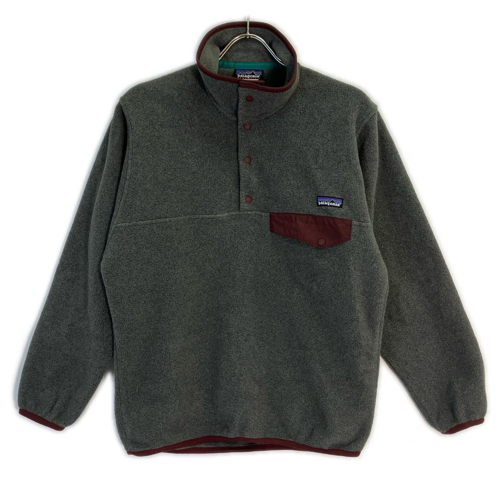 patagonia パタゴニア グレー×ボルドー SYNCHILLA フリース スナップ T ジャケット