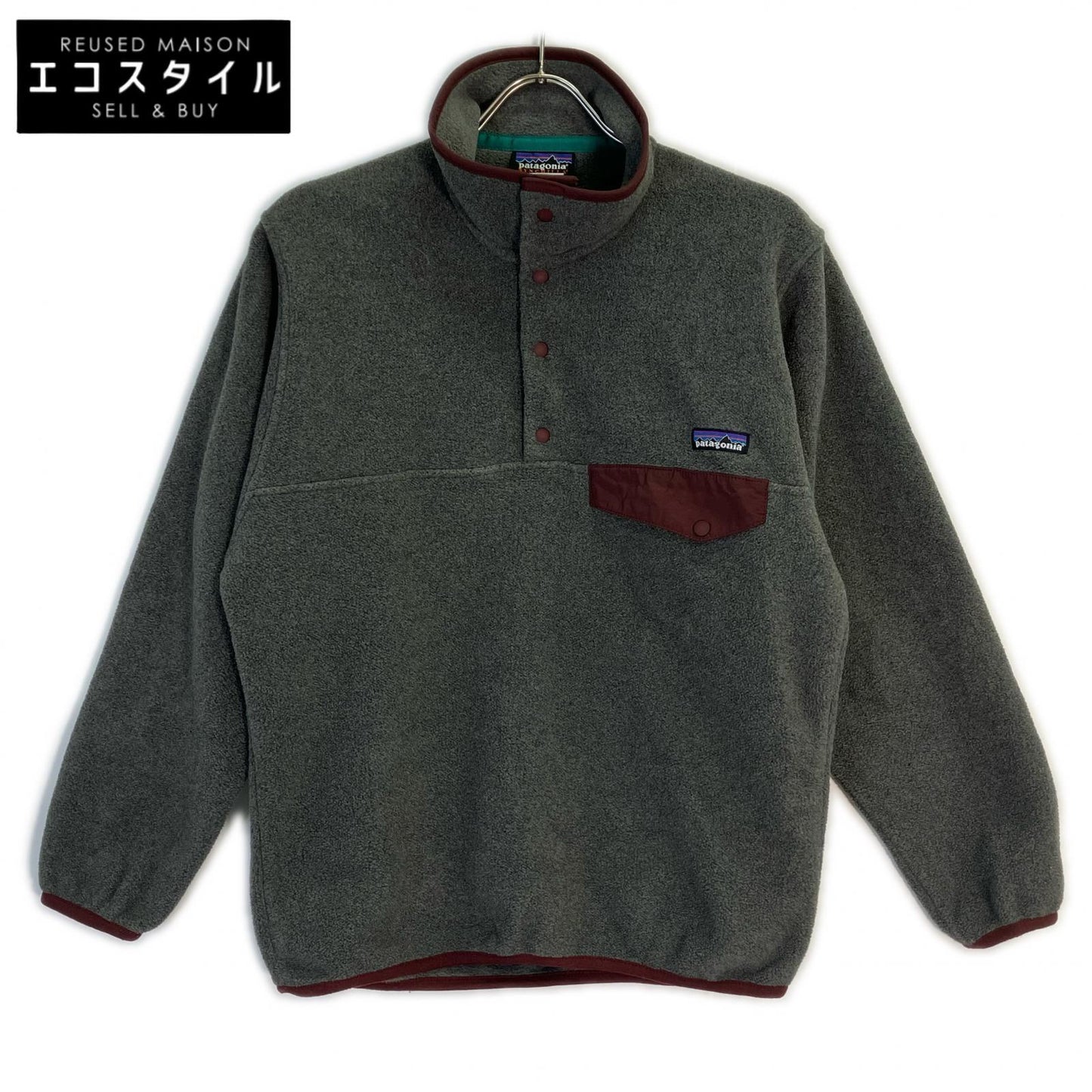 Patagonia パタゴニア グレー×ボルドー SYNCHILLA フリース スナップ T ジャケット