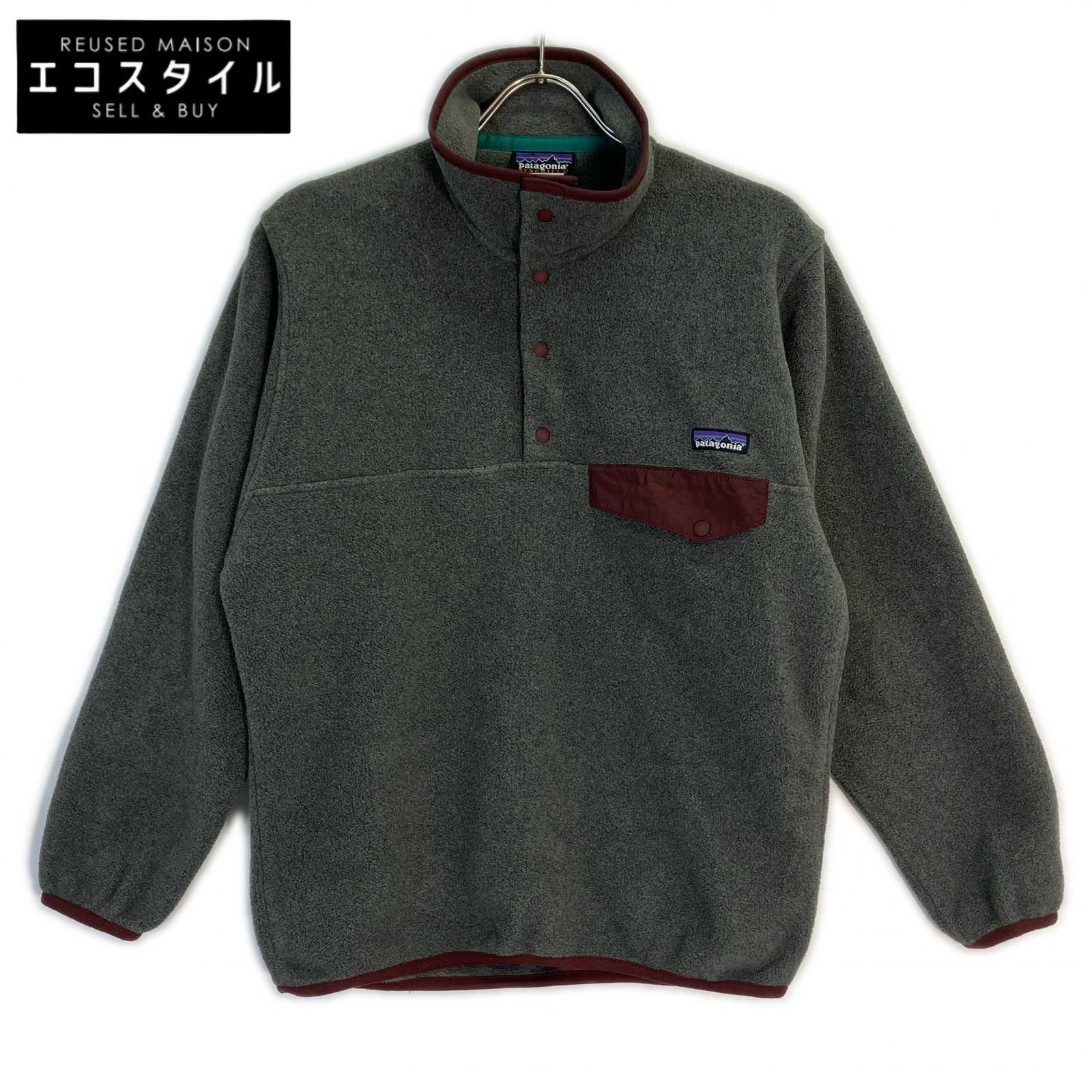Patagonia パタゴニア グレー×ボルドー SYNCHILLA フリース スナップ T ジャケット