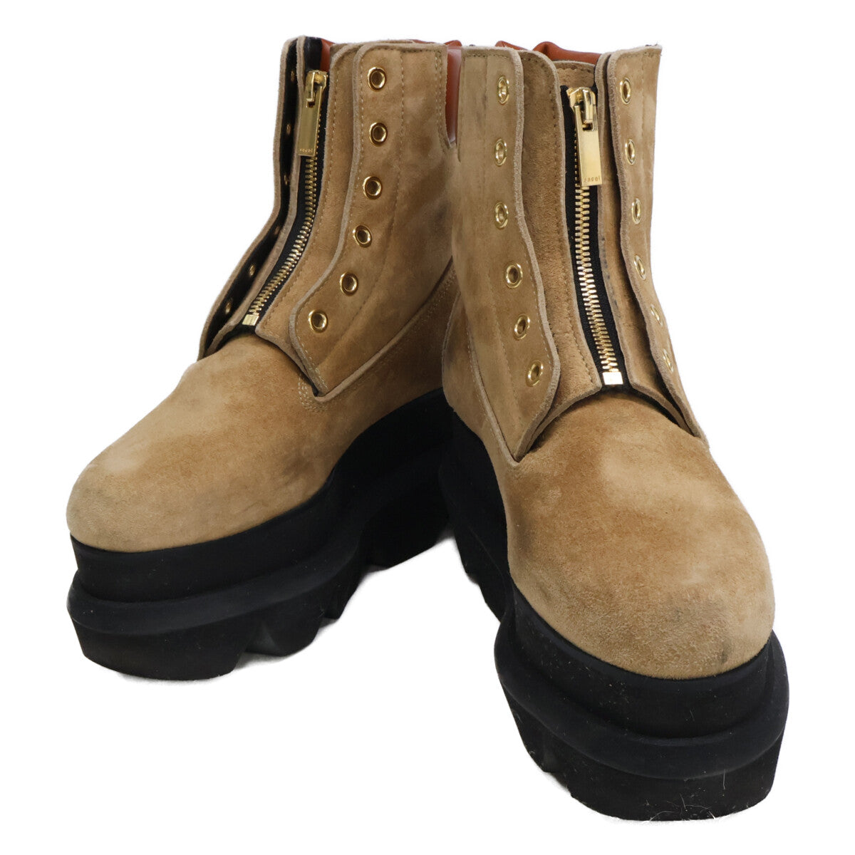 sacai サカイ 20-05249 651 フロントジップ スエード ブーツ シューズ