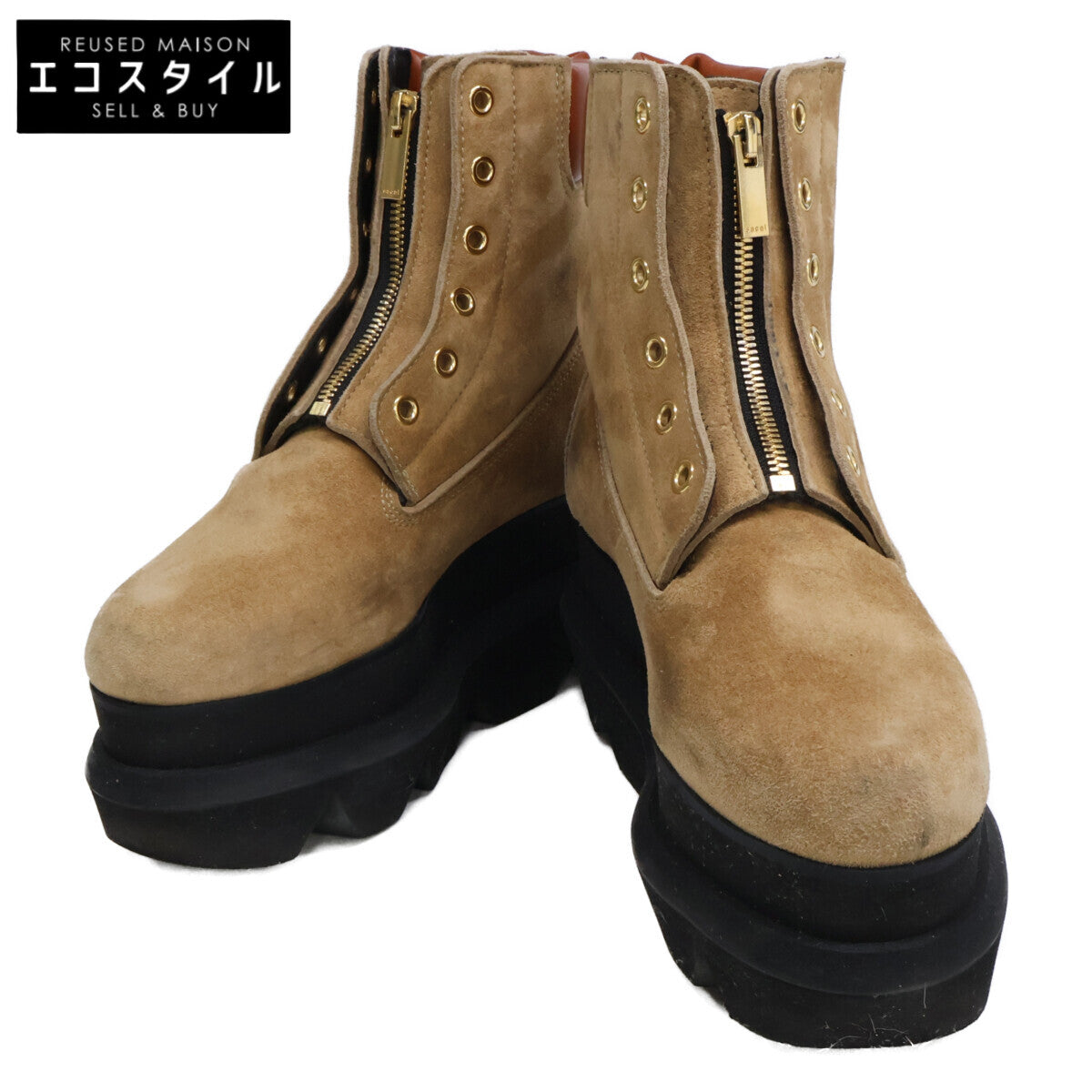 sacai サカイ 20-05249 651 フロントジップ スエード ブーツ シューズ