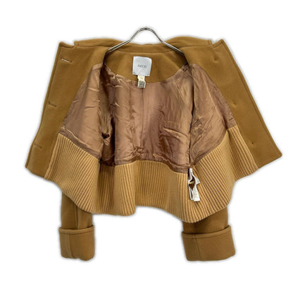 PATOU パトゥ 24A-C0023-0183 キャメル ウール ゴールドボタン クロップド ショートコート コート