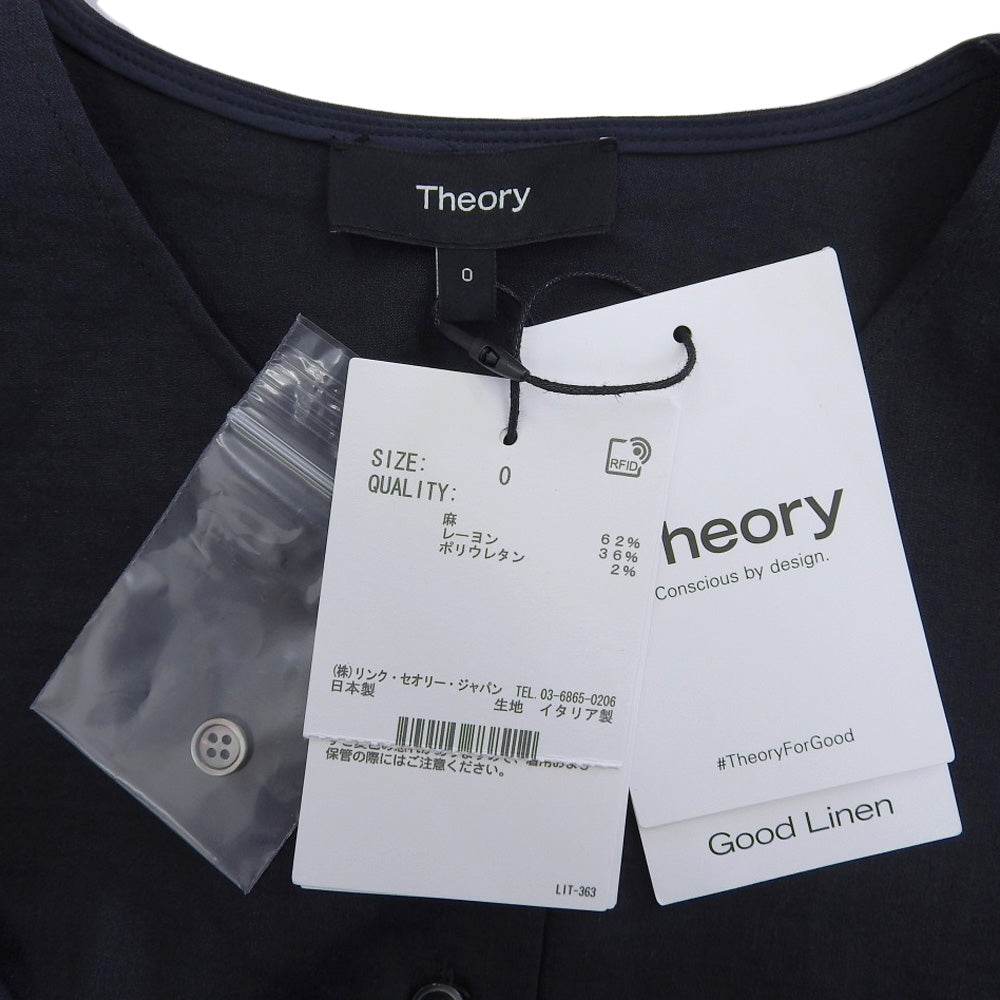Theory セオリー 未使用 リネン ノースリーブ フレア ワンピース レディース ブラック 0 25年製 ワンピース