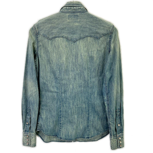 RRL ダブルアールエル インディゴ コットン デニム ウェスタンシャツ トップス