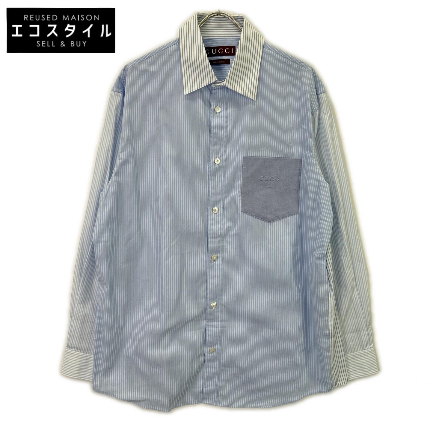 GUCCI グッチ 833294 25AW ブルー ストライプ 長袖シャツ トップス