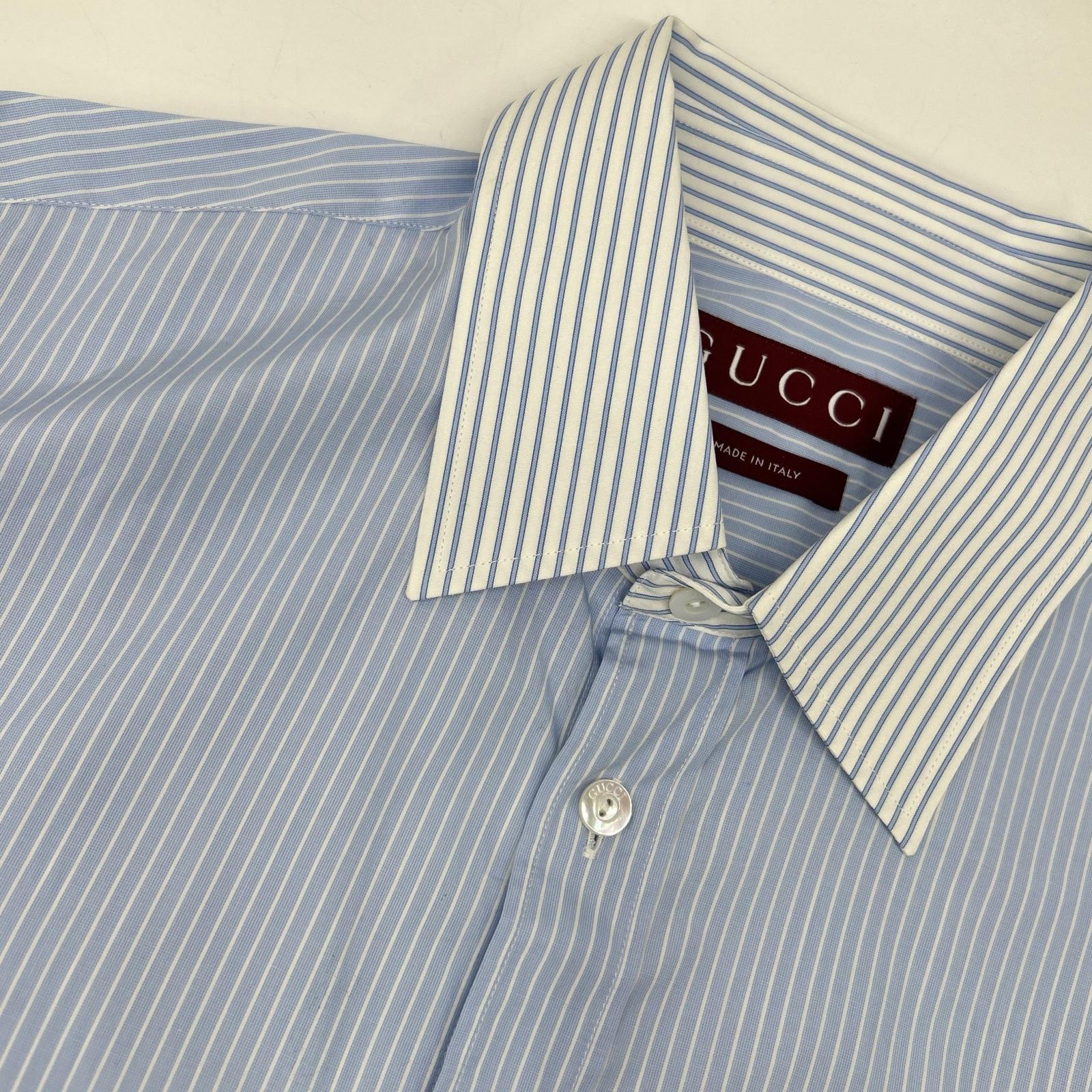 GUCCI グッチ 833294 25AW ブルー ストライプ 長袖シャツ トップス