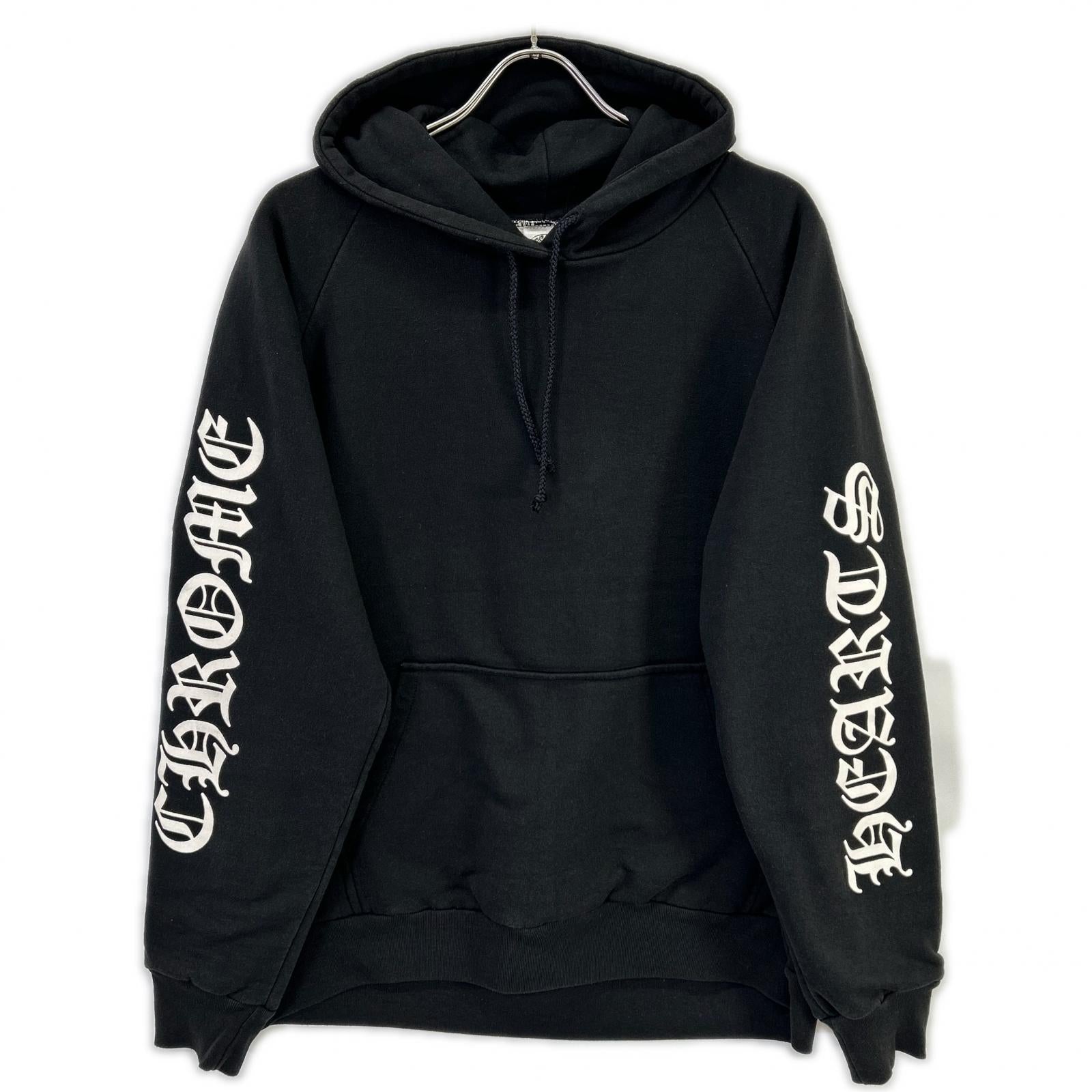 Chrome hearts クロムハーツ ブラック コットン×ポリエステル フローラル クロス ホースシュー プルオーバーフーディ トップス