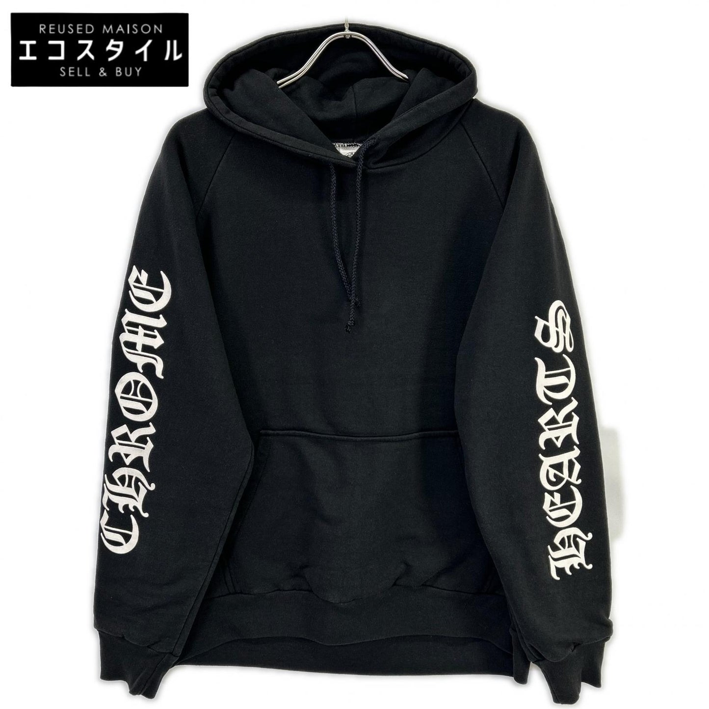 Chrome hearts クロムハーツ ブラック コットン×ポリエステル フローラル クロス ホースシュー プルオーバーフーディ トップス